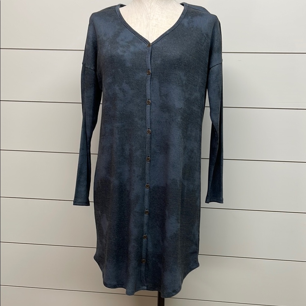 Maurices Blue Long Sleeve V-Neck Sheath Dress